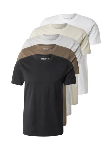 Abercrombie & Fitch Tricou maro / gri metalic / grej / gri deschis alb