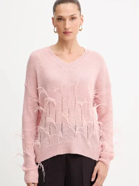 Fracomina pulover din amestec de lână light roz