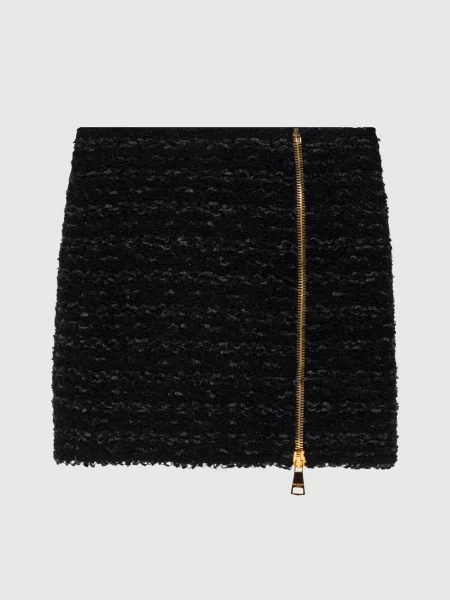 Твидовая юбка мини Balmain черная