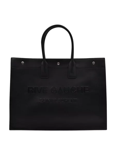 Duża torebka skórzana Saint Laurent Rive Gauche skórzana czarna