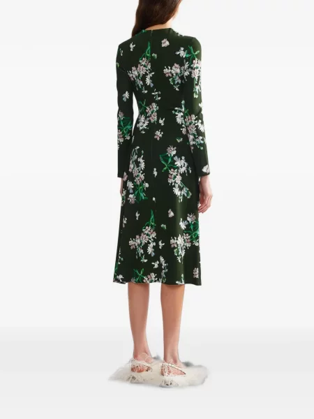 Rochie midi Erdem cu model floral cu imagine verde