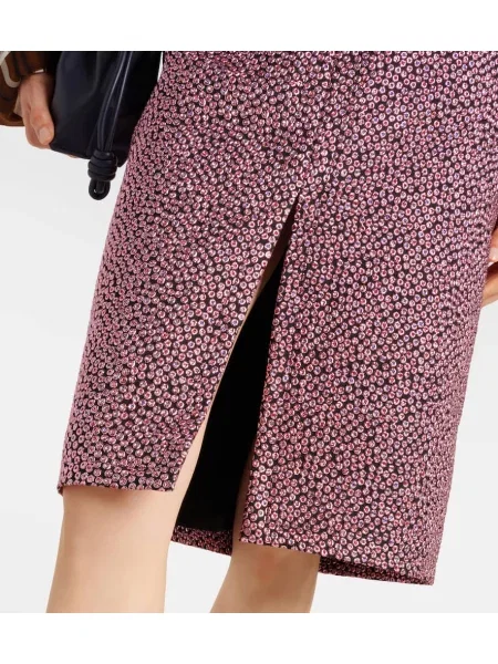 Fustă midi Dries Van Noten până la genunchi roz