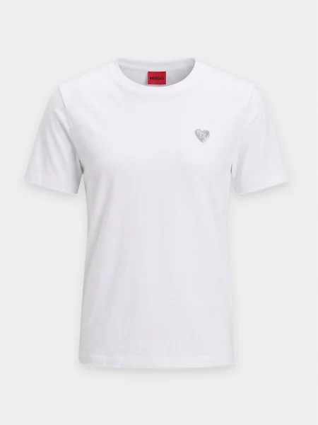 HUGO Tricou gri argintiu alb