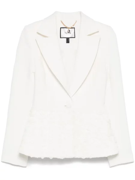 Marynarka Nissa w kwiatki jednorzędowa biała