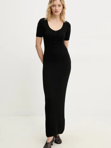 Obleka s primesjo svile Herskind Mira črna