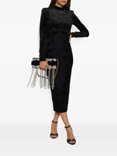 Rochie midi Balmain de catifea negru