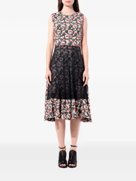Rochie midi Balenciaga fără mâneci cu model floral din jacard gri