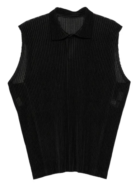 Polo Homme Plisse Issey Miyake fără mâneci plisat negru