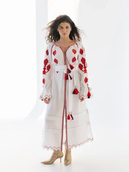 Платье Embroidered Gem с вышивкой белое