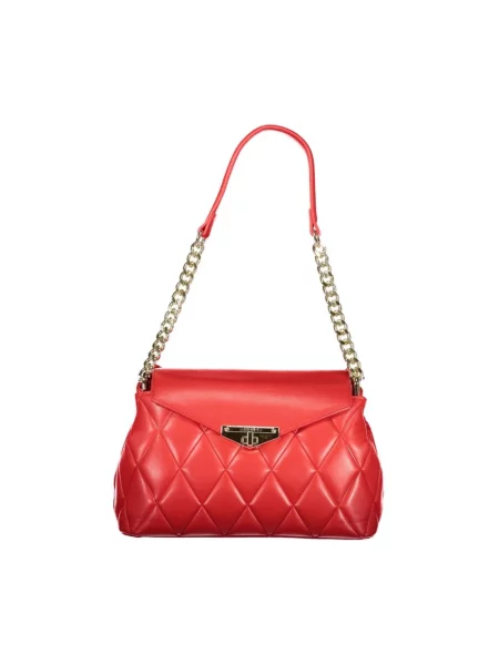 Lniana torebka Valentino Bags czerwona