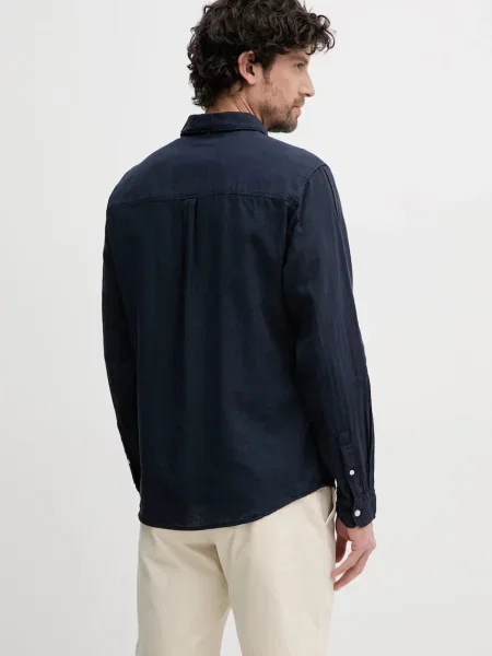 Gulerat cămașă de blugi Pepe Jeans de in clasică albastru