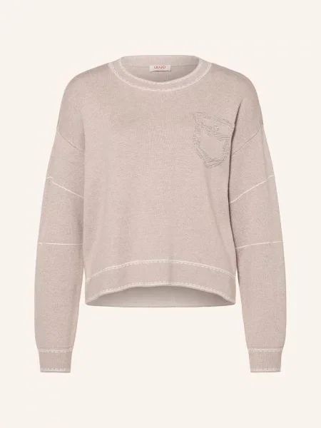Sweter Liu Jo z kamieniami beżowy
