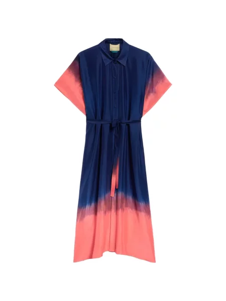 Rochie tip cămașă Momoni cu legături albastru