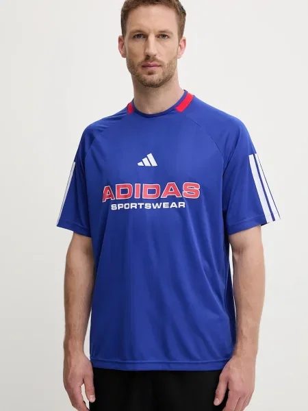 Тениска adidas Tiro с принт синьо