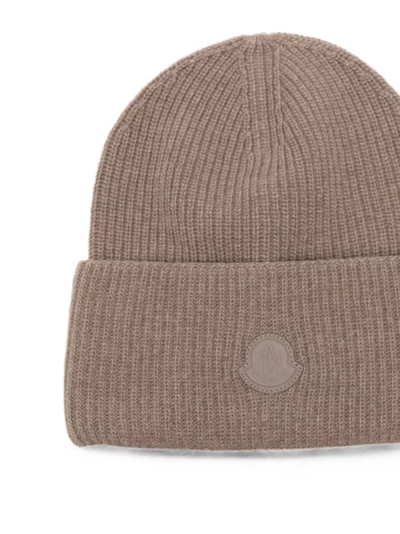 Căciulă Moncler tricotate cu autograf maro