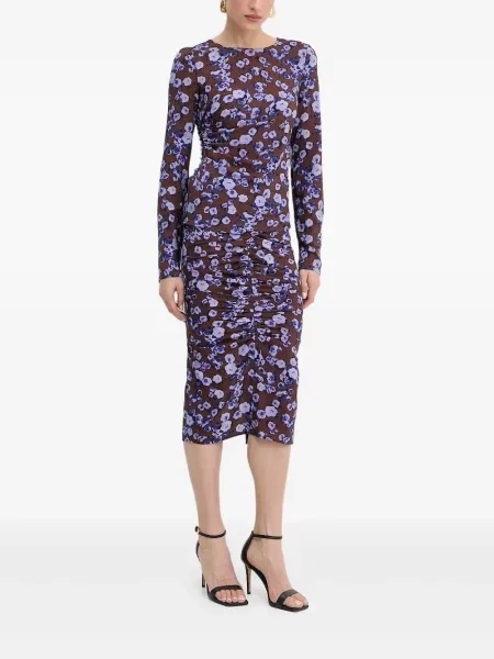 Rochie midi Patrizia Pepe cu model floral cu imagine până la genunchi maro
