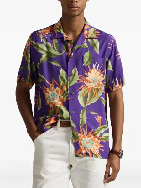 Φλοράλ πουκάμισο Polo Ralph Lauren με σχέδιο μωβ