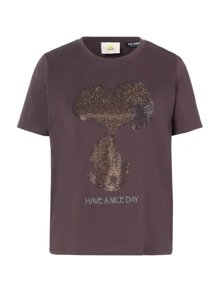 PRINCESS GOES HOLLYWOOD Tricou Snoopy Smile ciocolatiu / auriu negru