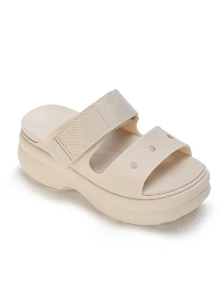 Sandały klapki platformy Crocs SOHO TWO STRAP SANDAL beżowe