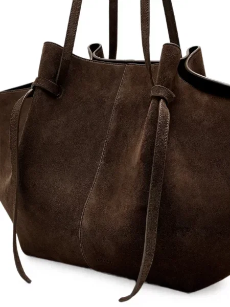 Τσάντα shopper Yuzefi σουέτ γραβάτες καφέ
