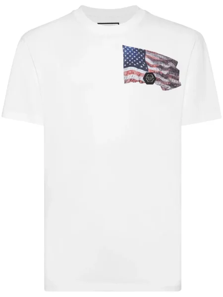 Tricou Philipp Plein cu imagine alb