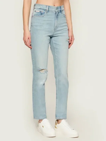 Calvin Klein Jeans Blugi BOWERY DESTROYED | Mom Fit albastru