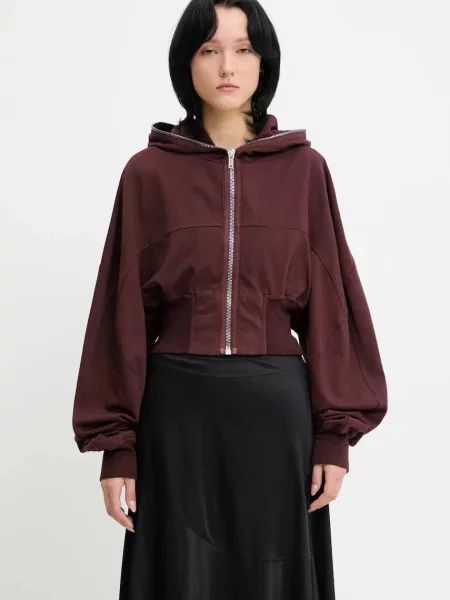 Dukserica Rick Owens DRKSHDW Collage Gimp za žene s kapuljačom smeđa