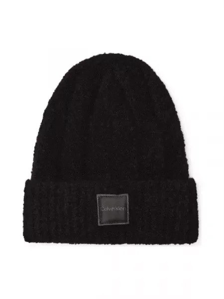 Calvin Klein Căciulă cu adaos de lână negru