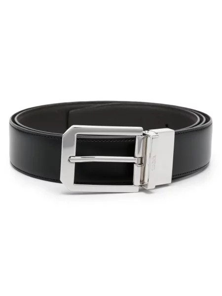 Cu centură curea Zegna din piele cu cataramă negru