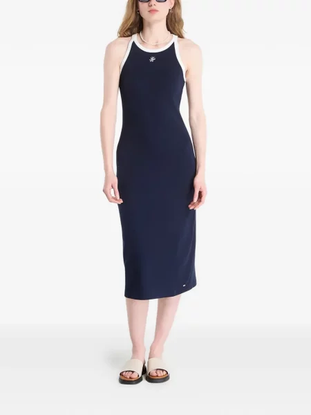 Rochie midi Tommy Hilfiger cu autograf albastru