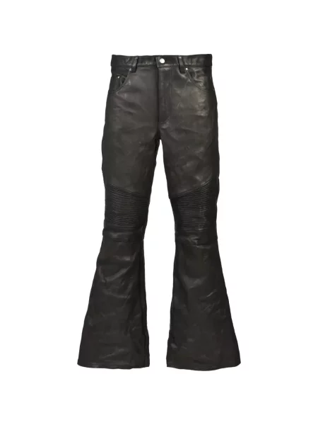 Pantaloni Filth din piele evazate negru