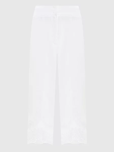 Штани з льону з мереживом Twinset білі