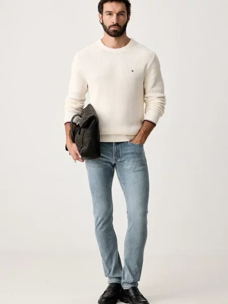 Tommy Hilfiger pulover bombažen bež