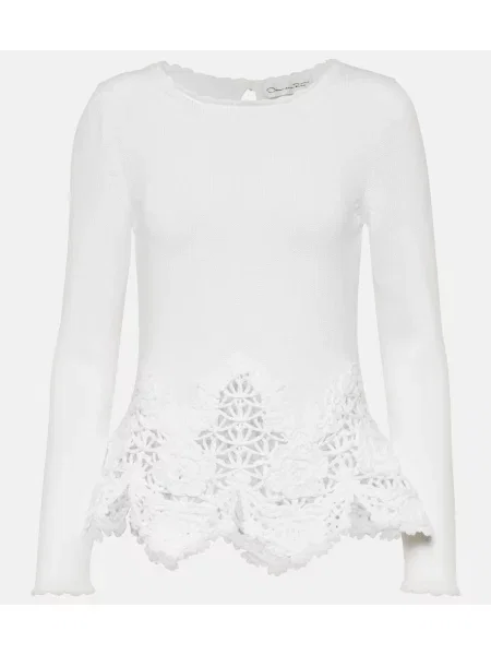 Pulover Oscar De La Renta din dantelă alb