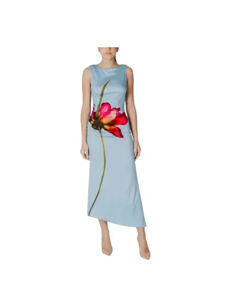 Desigual sukienka REIMS maxi dopasowana niebieski
