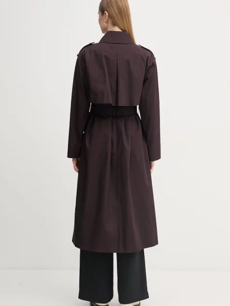 Oversized Trencz z czystej Tommy Hilfiger fioletowy