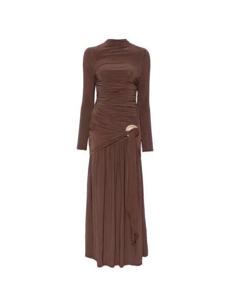 Rochie maxi Aje din jerseu maro