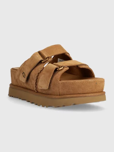 Natikači iz semiša UGG Goldenstar Hi Slide rjava