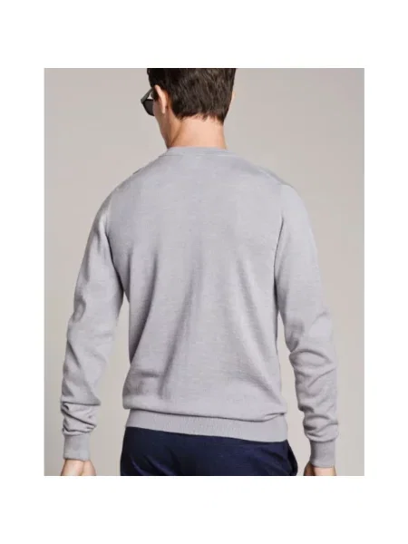 Bluza Lacoste wełniana z dekoltem w serek szara