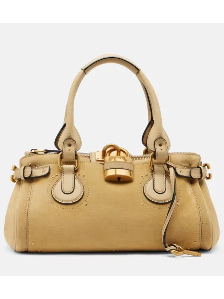 Geantă Chloé din piele de căprioară bej