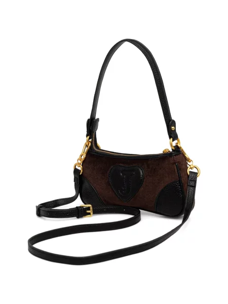 Geantă Juicy Couture de catifea cu autograf maro
