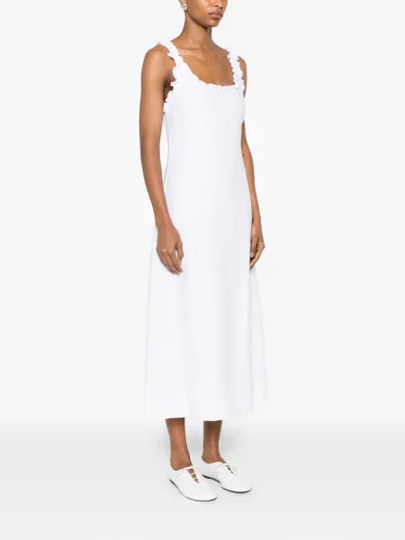Rochie midi Posse cu volane alb