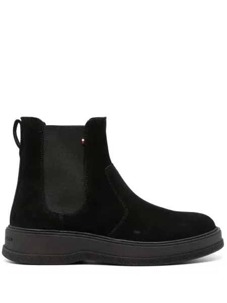 Cizme scurte Tommy Hilfiger din piele de căprioară negru