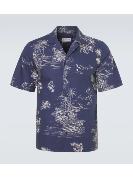 Košile Moncler s potiskem modrá