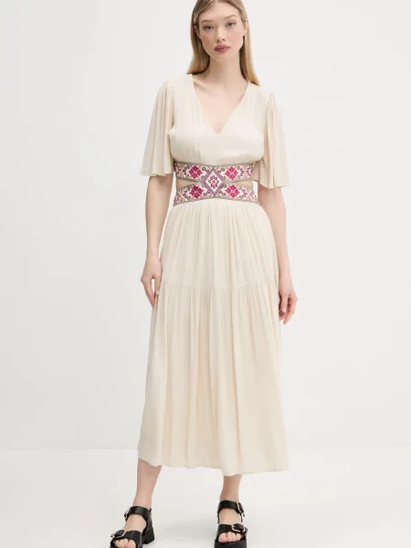 Šaty Desigual ELEMENT maxi béžová