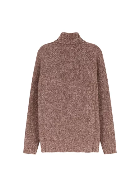 Sweter z golfem Brunello Cucinelli z kaszmiru do golfa brązowy
