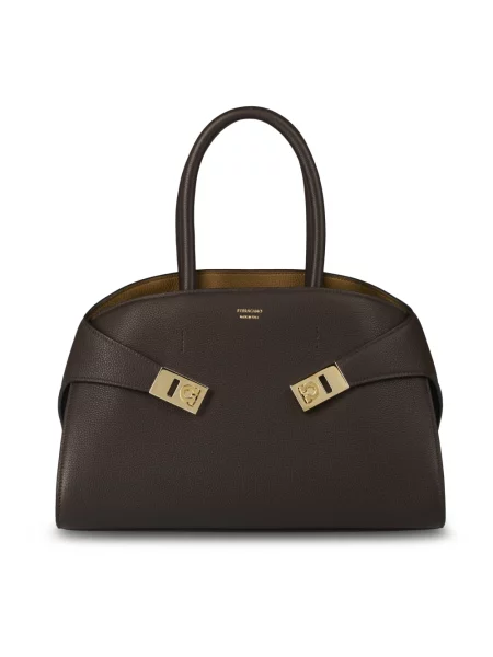 Torebka Ferragamo skórzana brązowa
