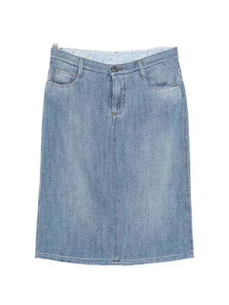 Fustă din denim Ermanno Scervino cu model herringbone albastru
