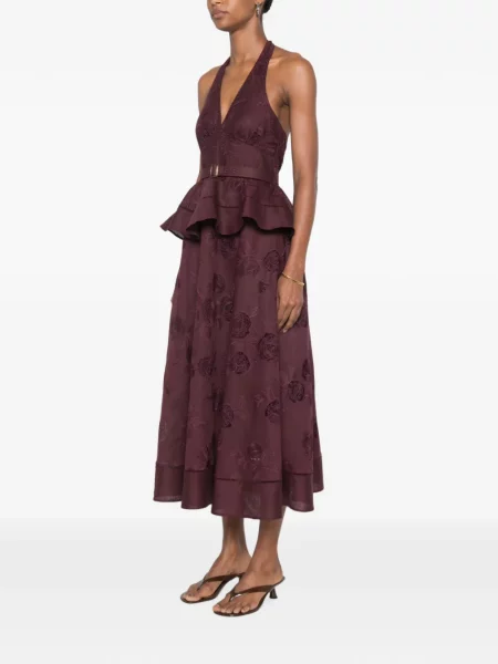 Rochie midi Self-portrait cu decolteu în V roșu