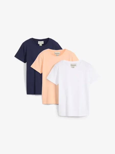 T-shirt z czystej bawełny organicznej 3 szt. niebieska